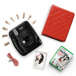 Fuji Instax Mini 11 Charcoal Gray + кассета + альбом + прищепки