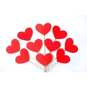 Фотобутафория: набор из 10 сердечек (красные)