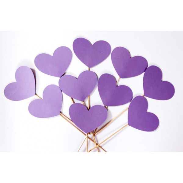 Фотобутафория: набор из 10 сердечек (фиолетовые)