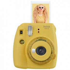 Fuji Instax Mini 9 Clear Yellow + LENS + кассета + чехол + рамка + наклейки 