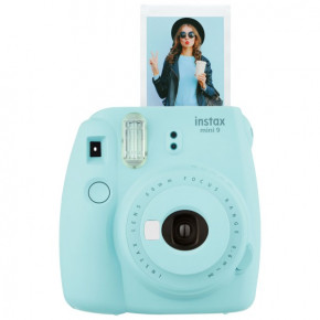 INSTAX MINI 9 ICE BLUE + линза зайчик + кассета + прищепки + ремень