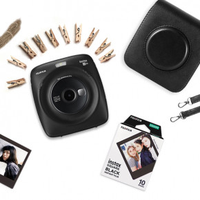Instax SQ20 Square MATTE BLACK (квадратный кадр)  + кассета + чехол + прищепки