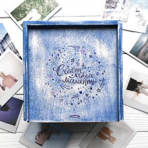 Ящик для фотографий "Счастливые моменты" из дерева MEOW (17 x 17 х 11 см)