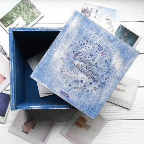 Ящик для фотографий "Счастливые моменты" из дерева MEOW (17 x 17 х 11 см)